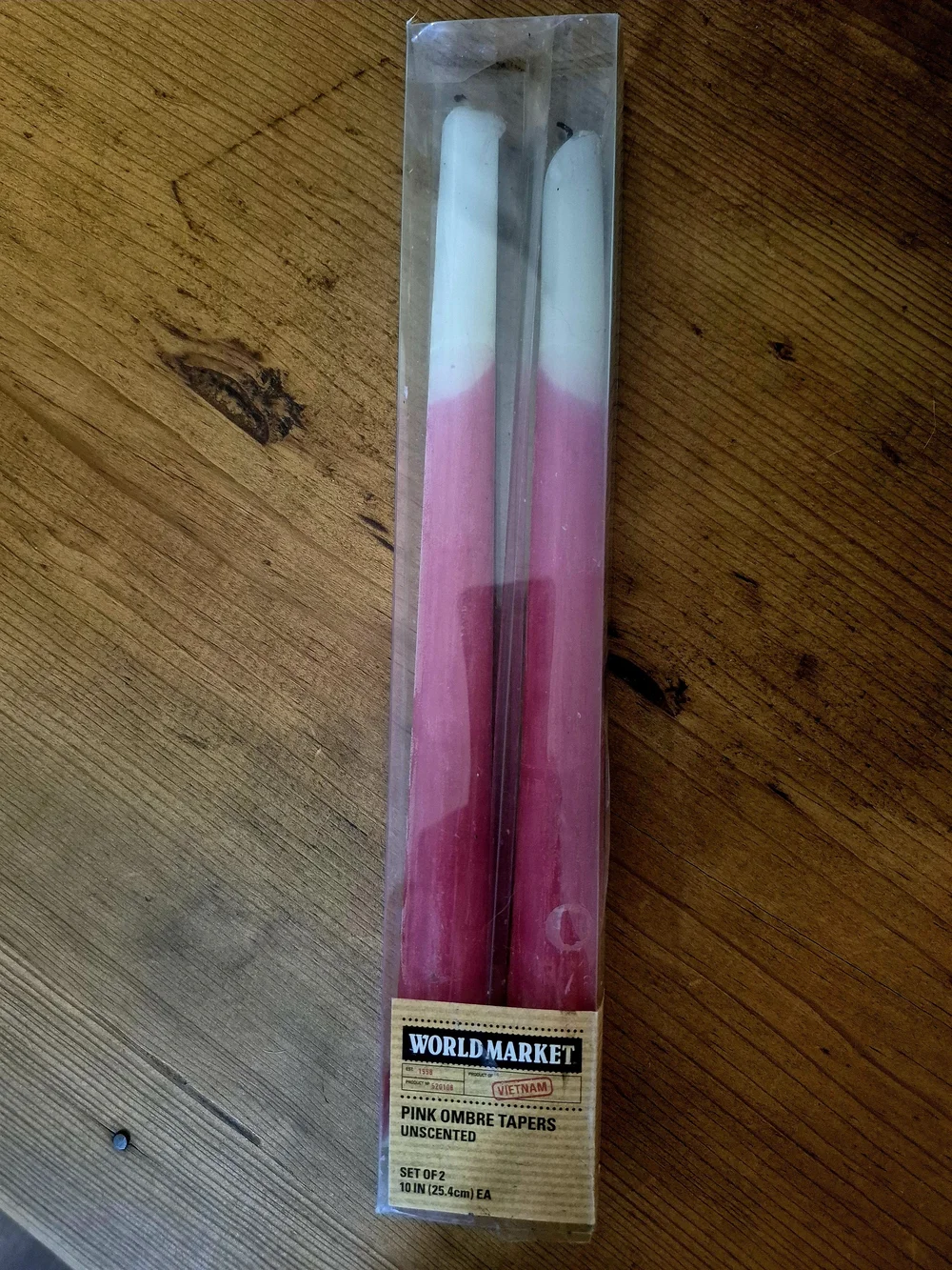 Cost Plus World Market Pink and Cream Ombre Taper Candles - Set of 2